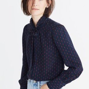 Madewell Navy and Red Blouse